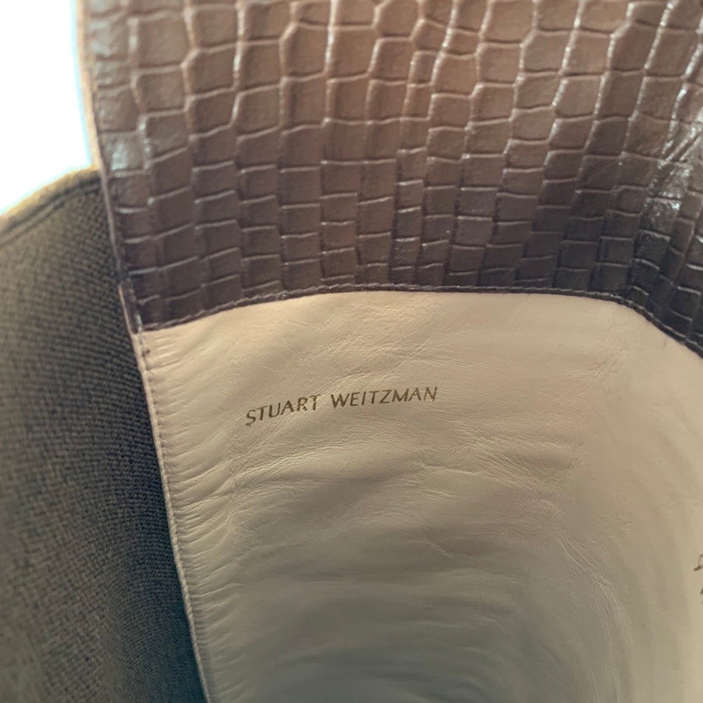 NEW Size 8.5 Stuart Weitzman “Siella” Brown Croc-Embossed Over-the-Knee Boots - Picture 11 of 14